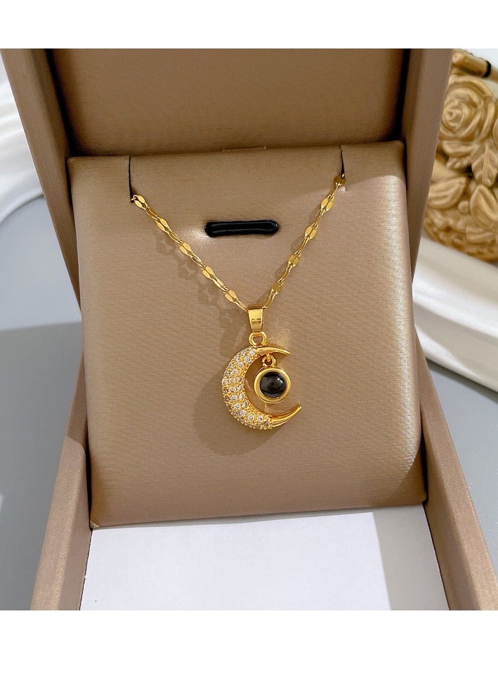 قلادة قلادة فاخرة على شكل قمر متلألئة - Image 2
