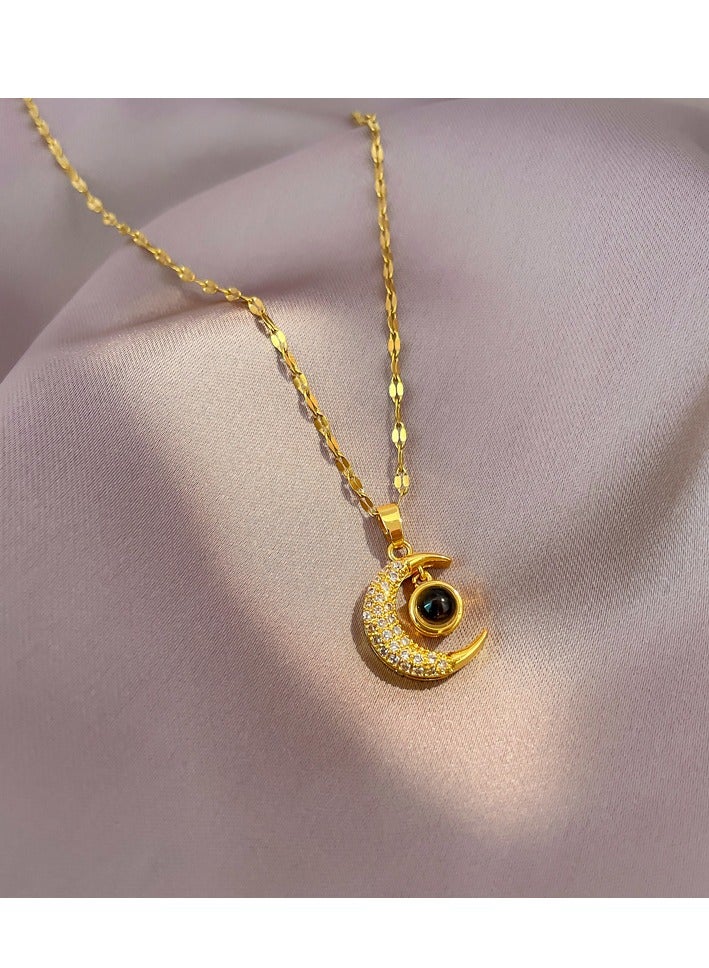 قلادة قلادة فاخرة على شكل قمر متلألئة - Image 5
