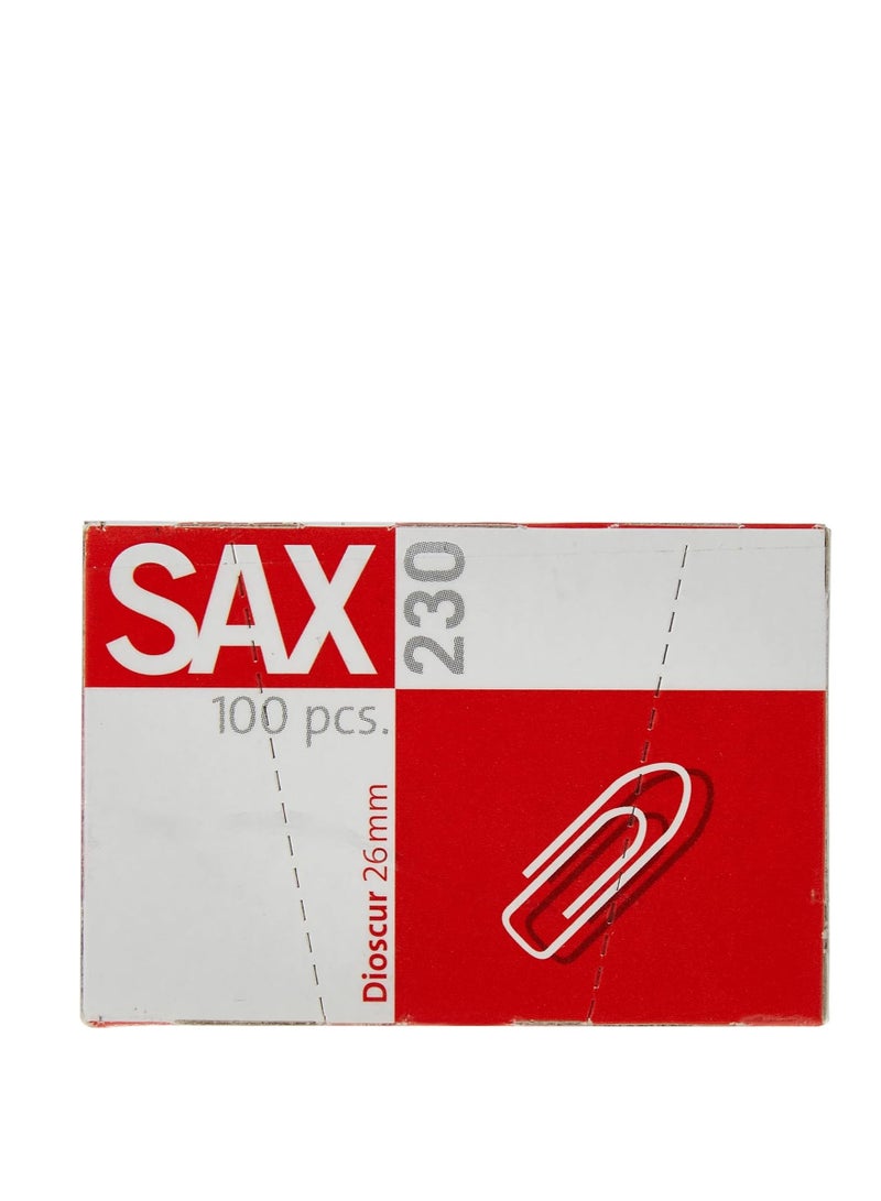 Sax مشابك ورق SAX 230 (26 مم) - 100 في العلبة، 10 علبة - 1000 قطعة في الكرتون - Image 1