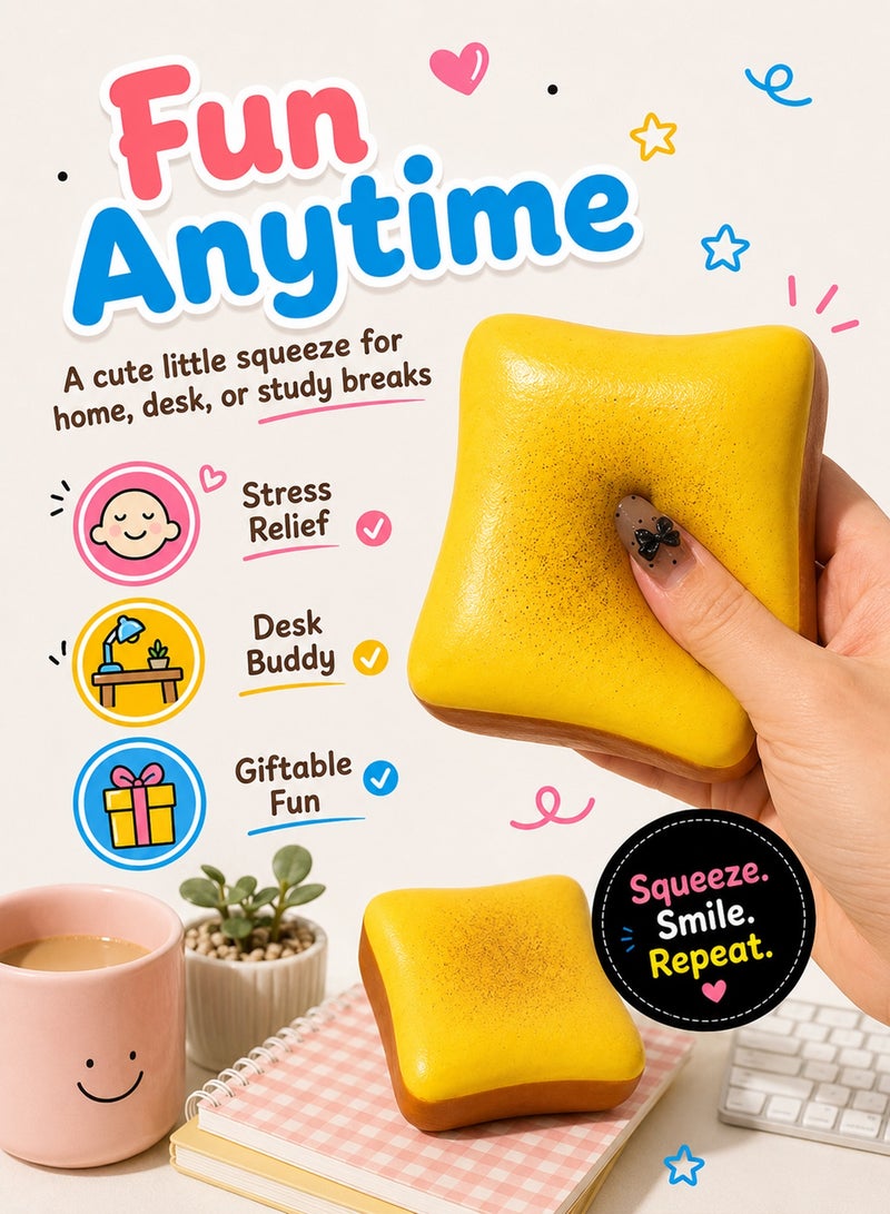 Chillspace Bread Butter Squishy Slow Rising, Squishy Toy with Soft High Density Gel, Fidget Toy for Stress Relief, Squishy Stress Balls Ultra Soft for Kids Adults Anxiety Relief, ADHD Stress Relief, Stocking Stuffers Party Favor Gifts, Yellow - Image 5