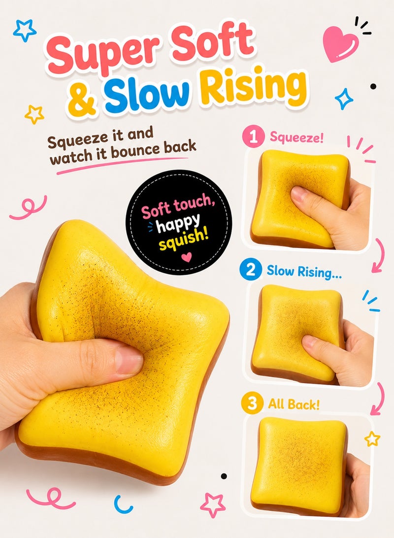 Chillspace Bread Butter Squishy Slow Rising, Squishy Toy with Soft High Density Gel, Fidget Toy for Stress Relief, Squishy Stress Balls Ultra Soft for Kids Adults Anxiety Relief, ADHD Stress Relief, Stocking Stuffers Party Favor Gifts, Yellow - Image 2