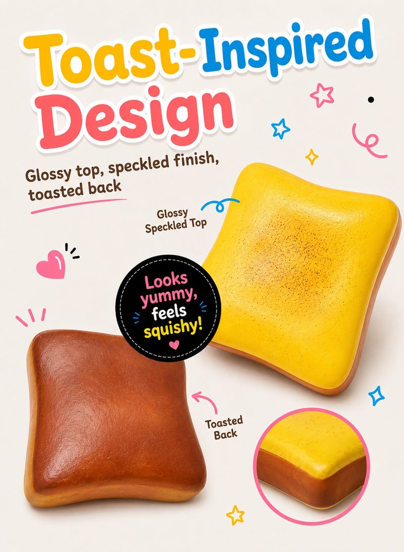 Chillspace Bread Butter Squishy Slow Rising, Squishy Toy with Soft High Density Gel, Fidget Toy for Stress Relief, Squishy Stress Balls Ultra Soft for Kids Adults Anxiety Relief, ADHD Stress Relief, Stocking Stuffers Party Favor Gifts, Yellow - Image 4