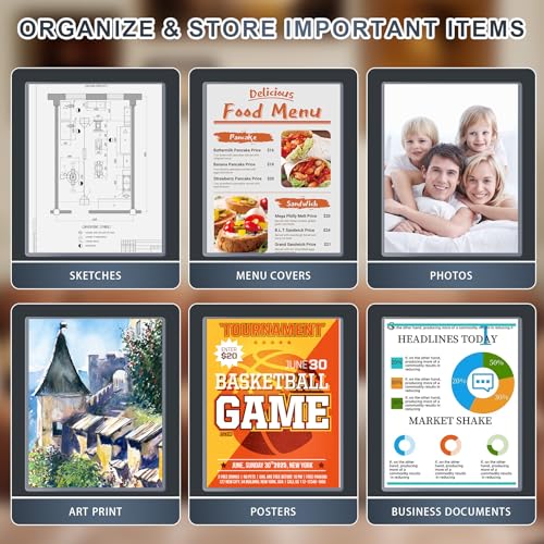AKONEGE 5PCS 11" x 14" Rigid Print Protectors Hard Plastic Sheet Page Protectors Heavy Duty Top Loading Menu Covers Poster Sleeves Clear Plastic Paper Sleeves for Magazine Prints Photo Document - Image 5