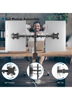 General Ergonomic Dual Monitor Stand for LCD LED PC Screens for Desks, Height Adjustable Arm Bracket Tilt 90°  Rotate 360°  - Image 4