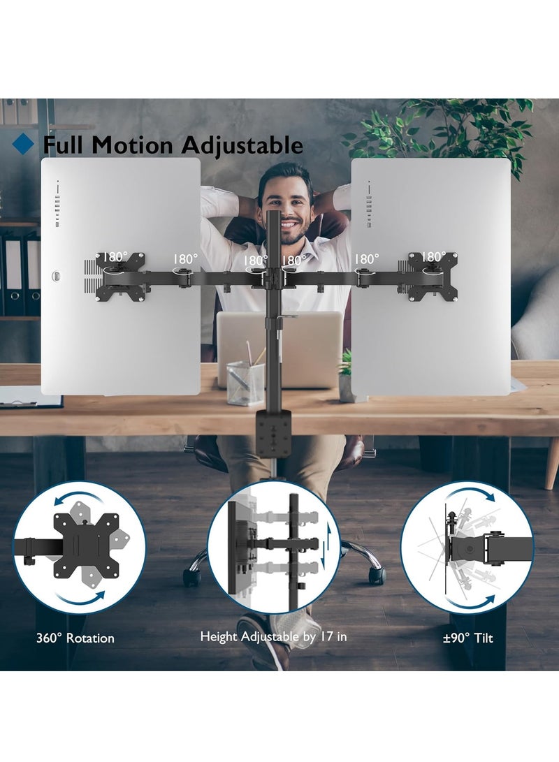 General Ergonomic Dual Monitor Stand for LCD LED PC Screens for Desks, Height Adjustable Arm Bracket Tilt 90°  Rotate 360°  - Image 4