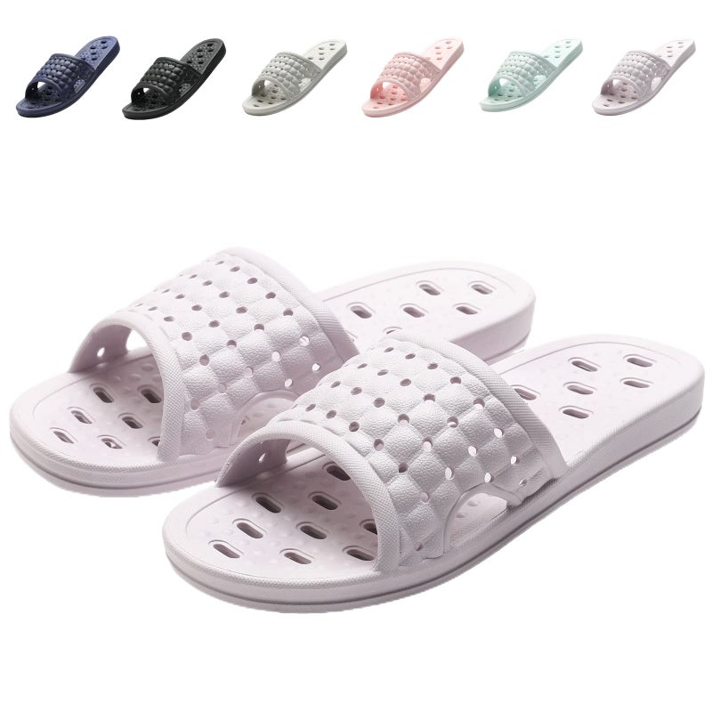 COZYAREA Shower Shoes Quick Dry Non-Slip Bathroom Slippers for Men Women Dorm Home Slides Purple Size 6.5-7 Women/5.5-6 Men - Image 1