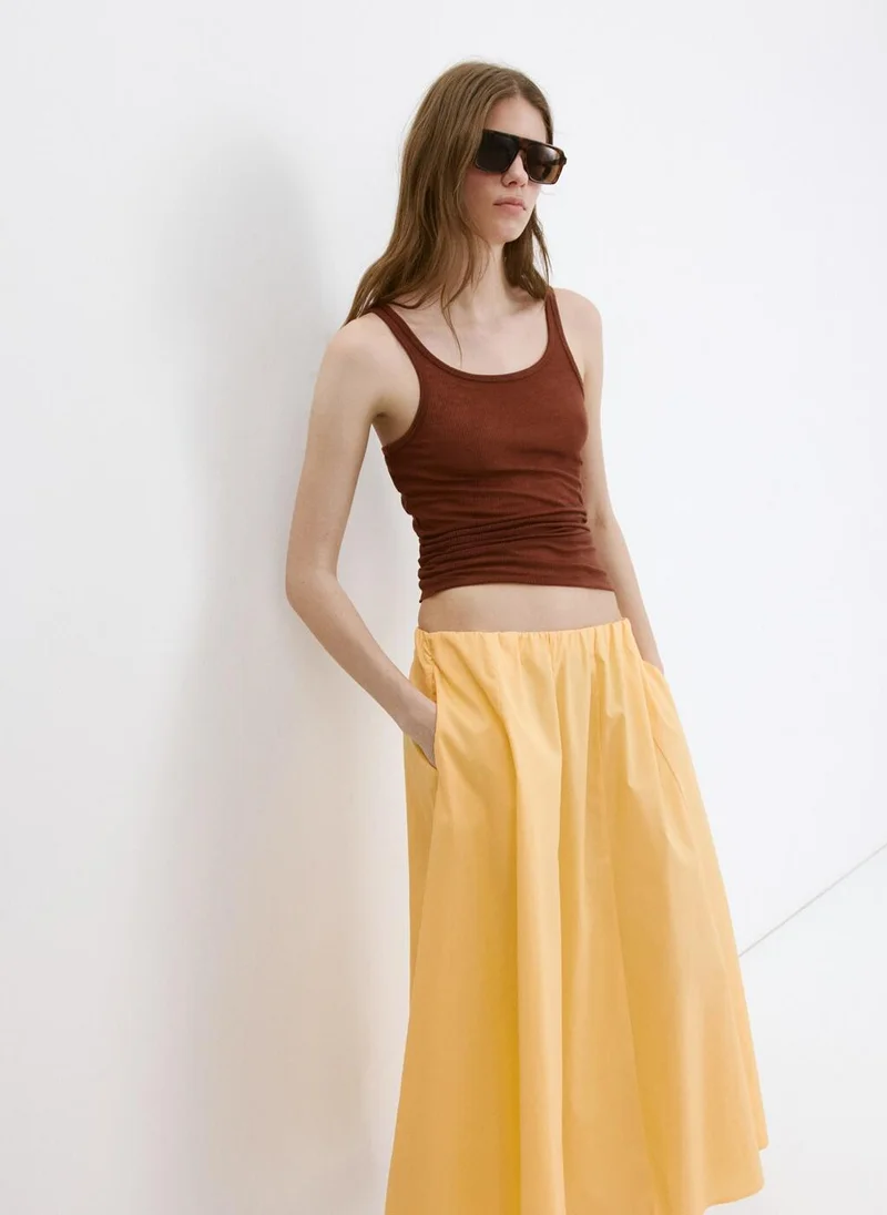 Mango 11-AMARILLO PASTEL Flared Cotton Skirt for Women | Best Price UAE