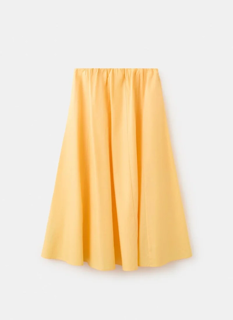 Mango 11-AMARILLO PASTEL Flared Cotton Skirt for Women | Best Price UAE