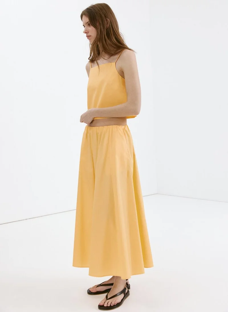 Mango 11-AMARILLO PASTEL Flared Cotton Skirt for Women | Best Price UAE