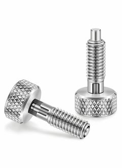 Excefore 2 Packs Hand Retractable Spring Plunger with Knurled Handle Stainless Steel Lock out M6 Type Quick Release Pins for Rolling Toolbox 1/4''-20 Thread Size 0.500'' Length Without Patch Silver  - Image 1