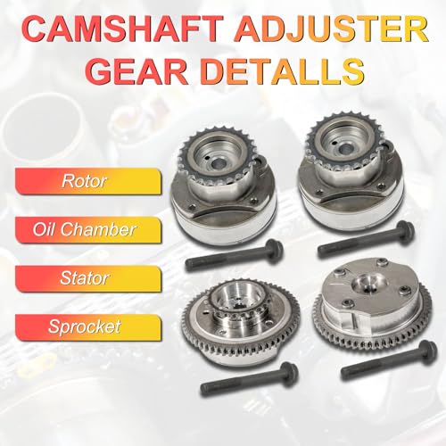 INGKAN AT4Z-6C525-B AT4Z-6256-B Camshaft Timing VVT Sprocket 4Pcs Fits for Ford Edge Expedition Explorer F-150 Flex Taurus, Lincoln MKT MKX MKZ 3.3/3.5L V6 DOHC OE AT4Z6C525B AT4Z6C526B - Image 4