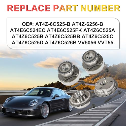 INGKAN AT4Z-6C525-B AT4Z-6256-B Camshaft Timing VVT Sprocket 4Pcs Fits for Ford Edge Expedition Explorer F-150 Flex Taurus, Lincoln MKT MKX MKZ 3.3/3.5L V6 DOHC OE AT4Z6C525B AT4Z6C526B - Image 3