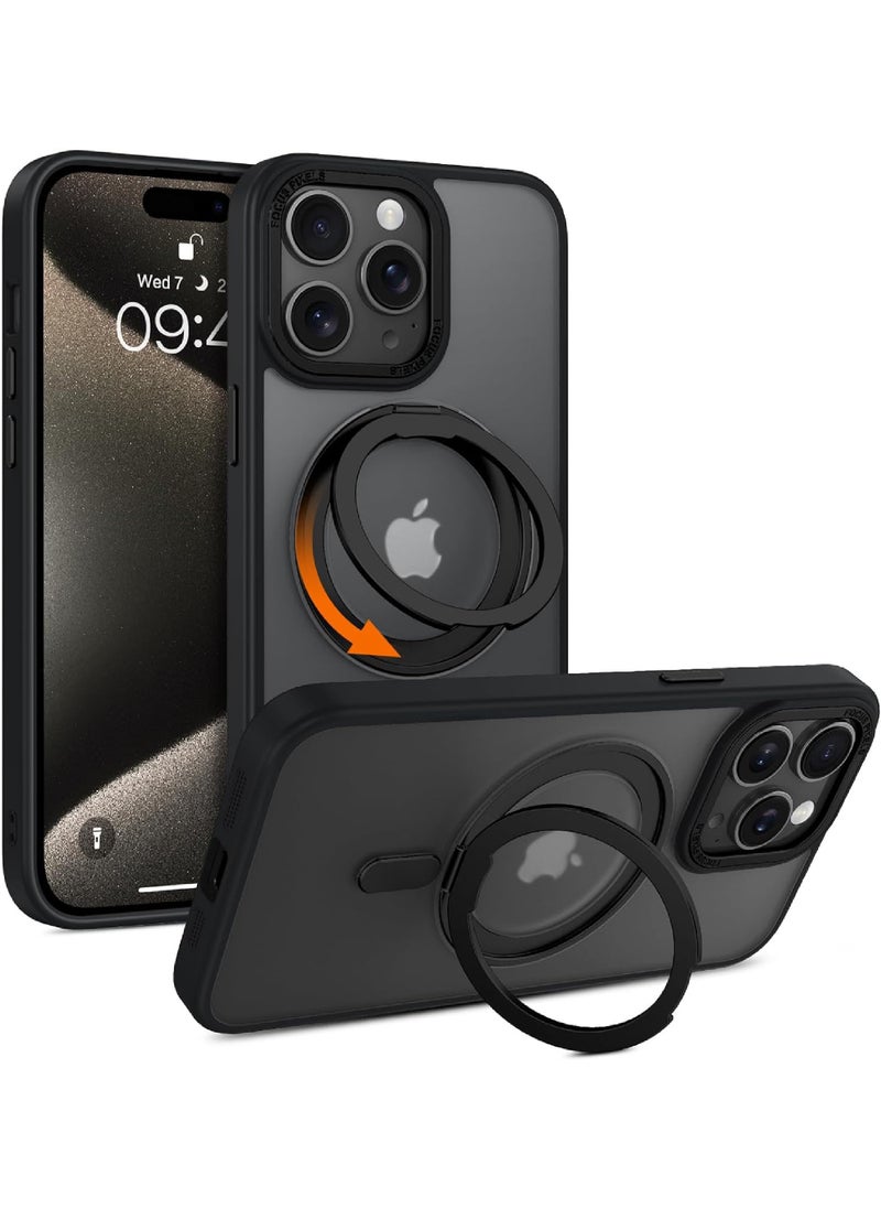 Rock Pow 360° Rotatable Ring for iPhone 13 Pro Case with Magnetic Invisible Stand Compatible with Magsafe Standard Protection Shockproof Matte Translucent Phone Case Slim Cover  - Image 1