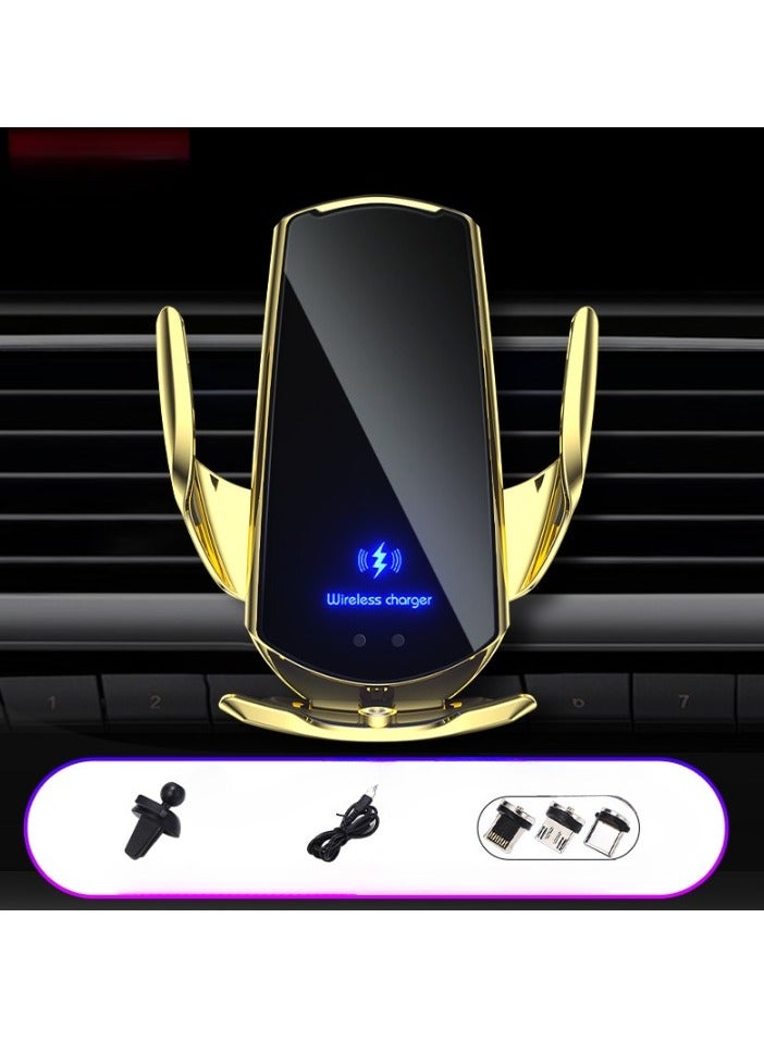 AROAQ Smart Sensor Car Wireless Charger, Stable Fast Charging Car Mobile Phone Holder, Auto-clamping And Rotating Car Phone Holder Mount Air Vent Phone Holder, (Champagne Gold) - Image 1