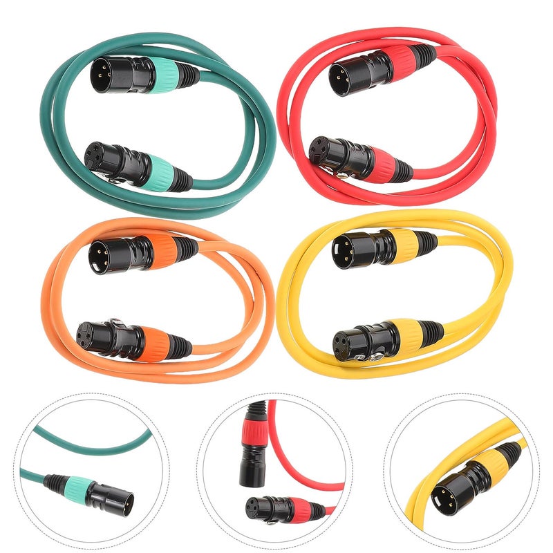 4 حزمة 1 متر كابلات ميكروفون XLR ذكر إلى أنثى ملونة للاستوديو المسرحي والصوت الحي - Image 5