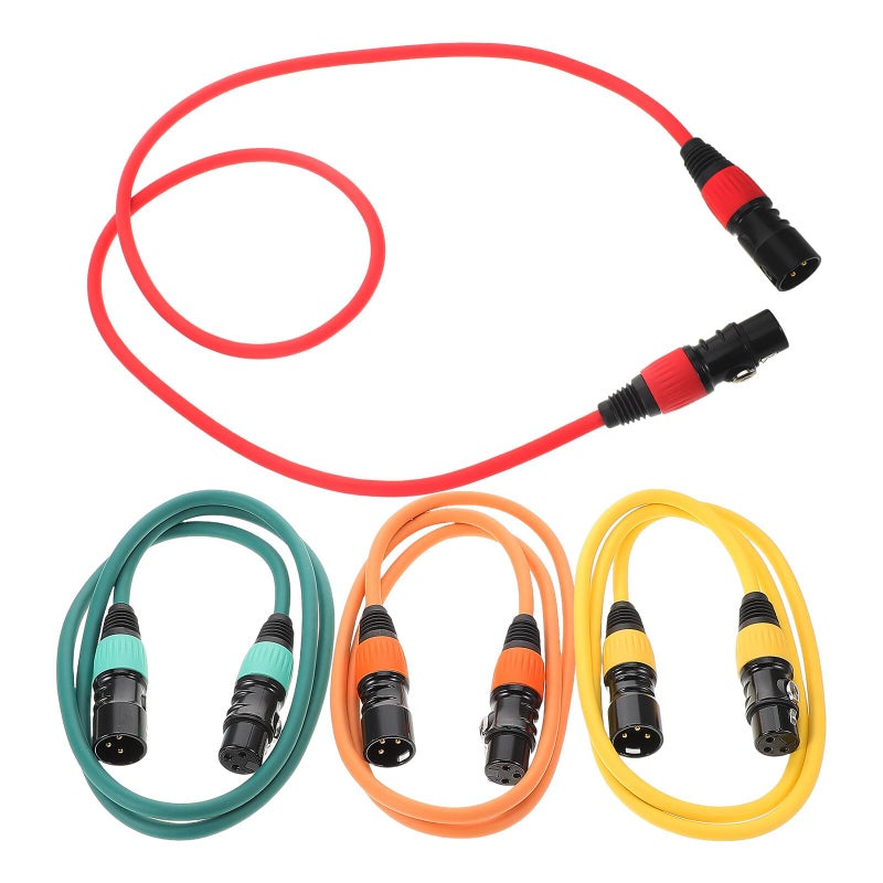 4 حزمة 1 متر كابلات ميكروفون XLR ذكر إلى أنثى ملونة للاستوديو المسرحي والصوت الحي - Image 2