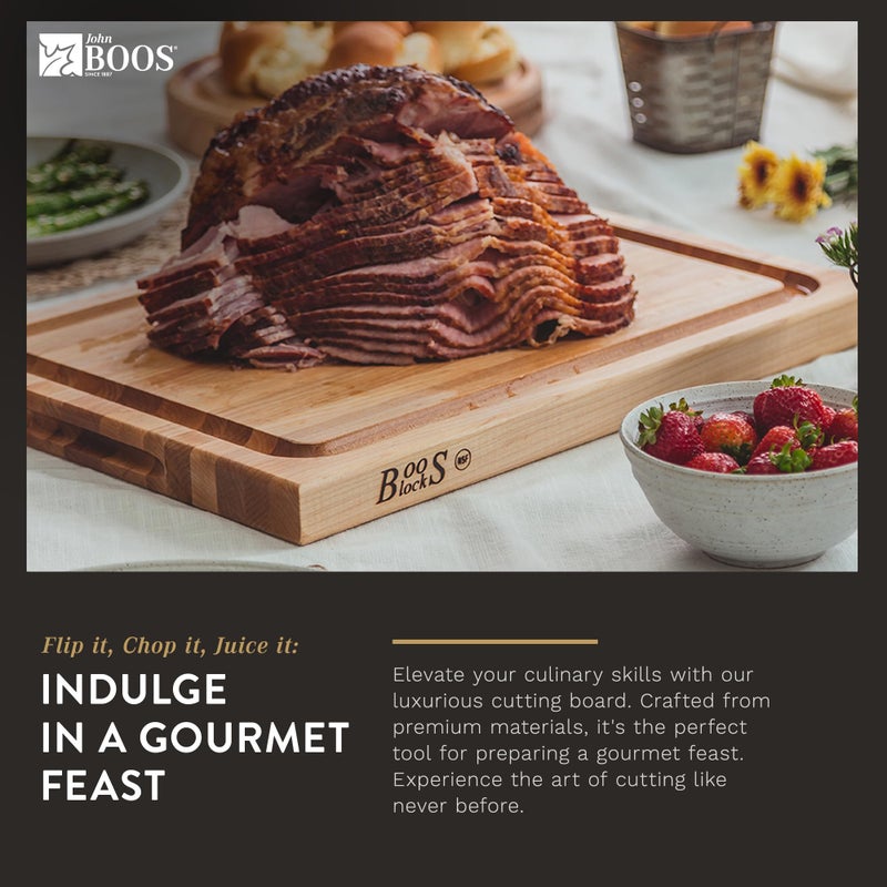 John Boos Block Reversible Cutting Board, CB Series w/Juice Groove, 24"x18"x1.5", Maple - Image 4