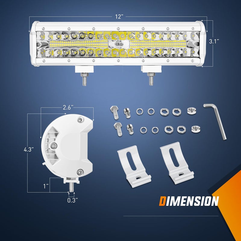 Nilight أضواء نافيغاشن LED البحرية من نيللايت، شريط ضوء 12 بوصة، مزيج من بقعة وفاض، إضاءة سطح قارب البونتون، رصيف، لصيد السمك ليلاً، قمة T، مؤخرة اليخت، قارب شراعي، شاحنات، جرارات - Image 2