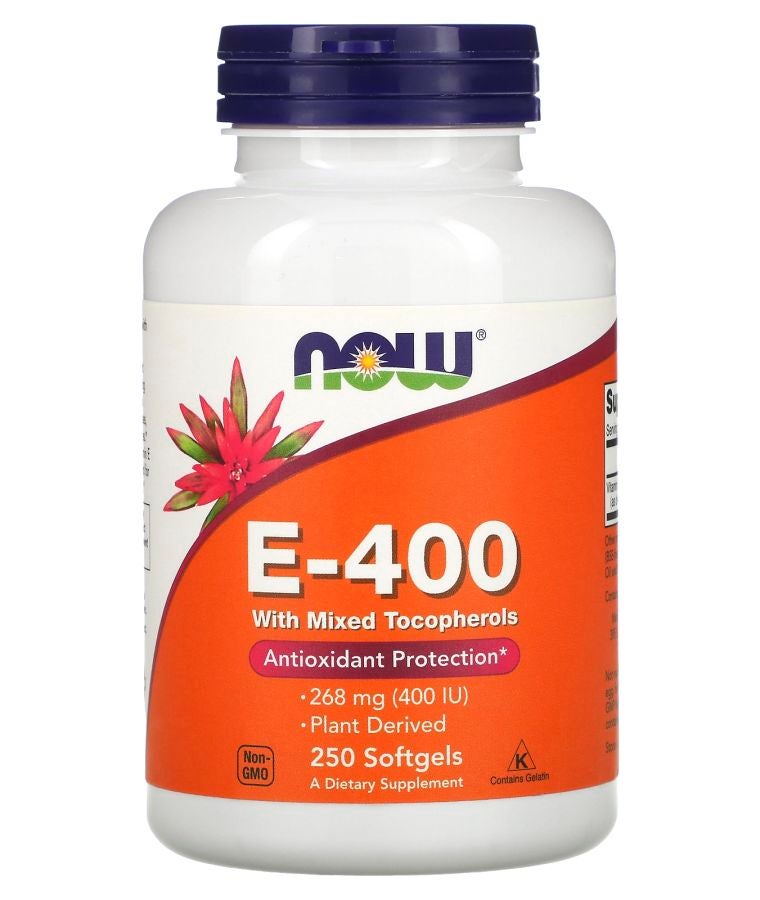 now E-400 with Mixed Tocopherols 268 mg (400 IU) 250 Softgels