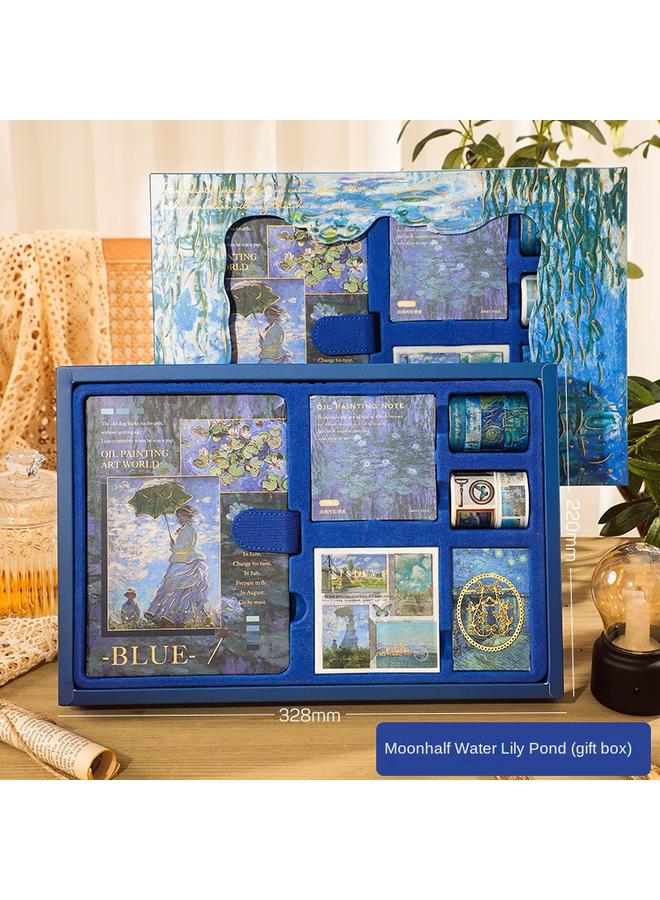 Bluejw High-value Oil Painting Hand Account Book Gift Box Suit Notebook Suit Creative Simple Ins Style Hand Account Book Stationery - Image 1