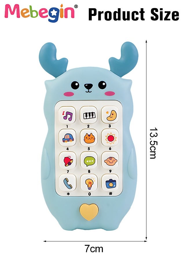 MEBEGIN - Baby Deer-shaped Mobile Phone Toy with Teether Case, Light, Music and Adjustable Volume, Multifunctional Baby Phone Toy with 12 Learning Modes, Teething Toy for Babies, Perfect for Bbabies Who Enjoy Playing with Real Phones, 7*2.5*13.5cm - Image 1