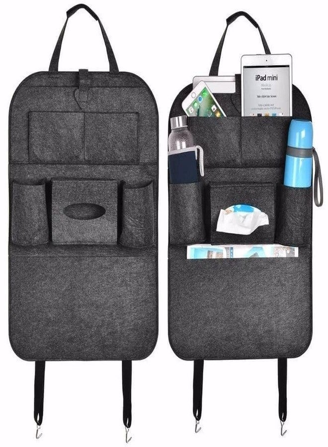 BLACK PANDA Car Back Seat Organizer With Foldable Tray, Multi Pocket Car Organiser and Storage, Seat Belt Alarm Stopper Compatible Travel Car Storage for Kids Toys Snacks and Tablets - Image 2
