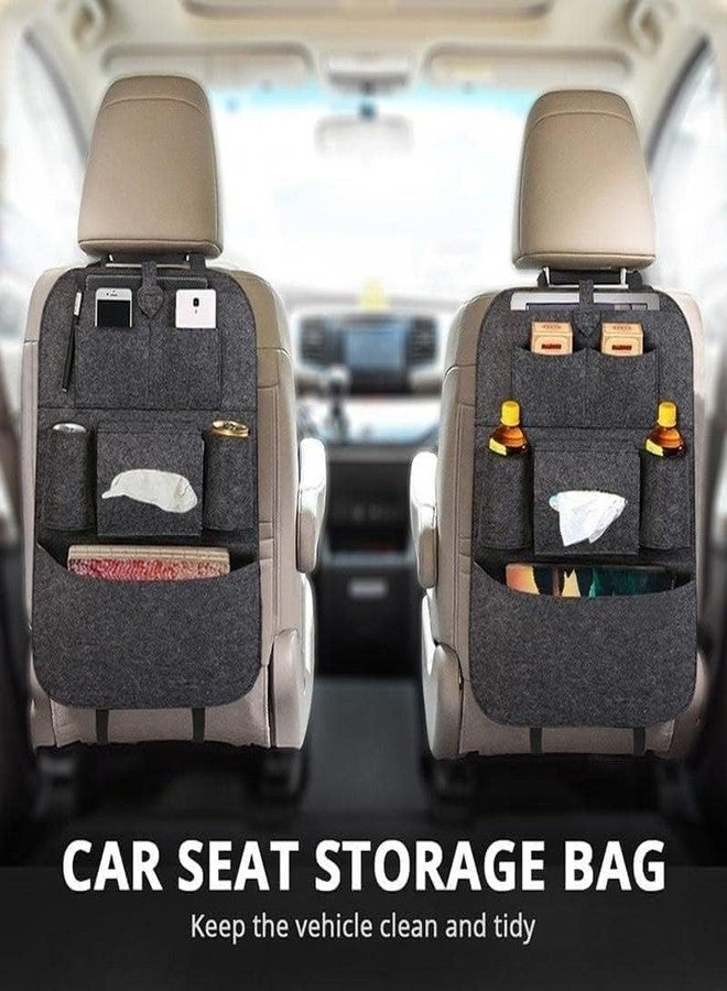 BLACK PANDA Car Back Seat Organizer With Foldable Tray, Multi Pocket Car Organiser and Storage, Seat Belt Alarm Stopper Compatible Travel Car Storage for Kids Toys Snacks and Tablets - Image 4