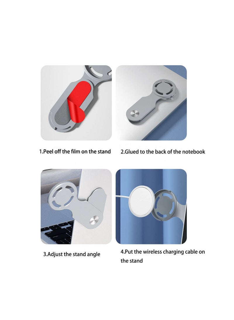 SYOSI Adjustable Laptop Phone Holder, Fast Wireless Charger Magnetic Phone Holder, Slim Portable Laptop Side Mount Clip, Monitor Expansion Bracket, Foldable for i-Phone12/13/14 Series with 3M Adhesive Grey - Image 4