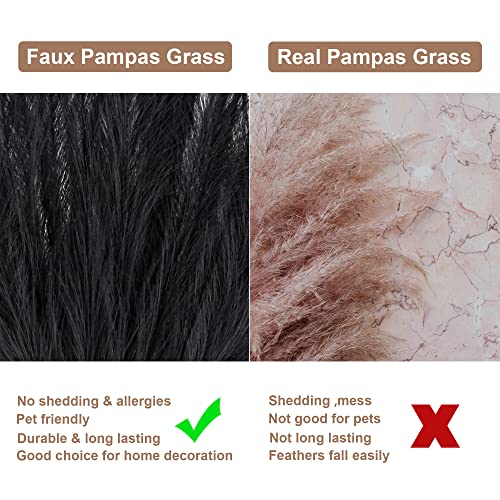 Acfruits Black Pampas Grass Small, 30 Pcs 17" Faux Pampas Grass Short Decor, Pompas Grass Flower Arrangement and Vase Filler for Boho Home Wedding Decoration - Image 4