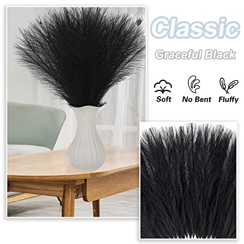 Acfruits Black Pampas Grass Small, 30 Pcs 17" Faux Pampas Grass Short Decor, Pompas Grass Flower Arrangement and Vase Filler for Boho Home Wedding Decoration - Image 3
