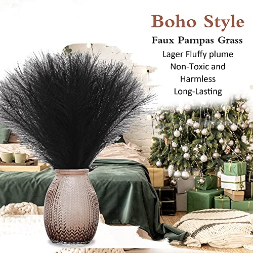 Acfruits Black Pampas Grass Small, 30 Pcs 17" Faux Pampas Grass Short Decor, Pompas Grass Flower Arrangement and Vase Filler for Boho Home Wedding Decoration - Image 5