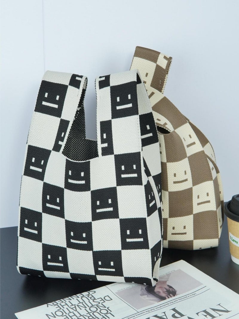 Knitted Handbag Fashionable Simple Commuter Small Bag Versatile Outing Shopping Tote Bag - Image 4
