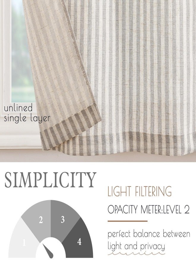 Lazzzy Kitchen Curtains Short Cafe Stripe Pattern Tiers Bathroom Window Curtain Small Drapes Rod Pocket Top 2 Panels 24 Inch Gray - Image 5