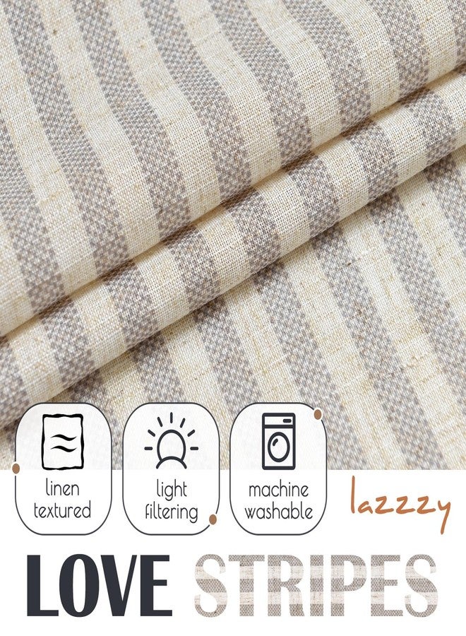 Lazzzy Kitchen Curtains Short Cafe Stripe Pattern Tiers Bathroom Window Curtain Small Drapes Rod Pocket Top 2 Panels 24 Inch Gray - Image 3
