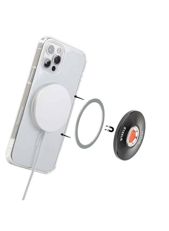 NITE IZE , Inc. STOMS-01-R8 Nite IZE Steelie Orbiter Plus Socket + Metal Ring, Holder iPhone 12 / Mini/Pro Max, Car Works with MagSafe Charger Magnetic Mount, Black - Image 2