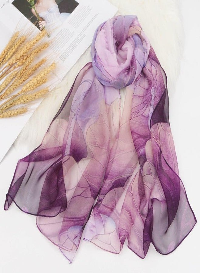 Mealah Floral-Print-Scarf for Womens - Classic-Chiffon-Wrap-Shawl Long Lightweight Sunscreen Scarf(19.6''×63'') - Image 5