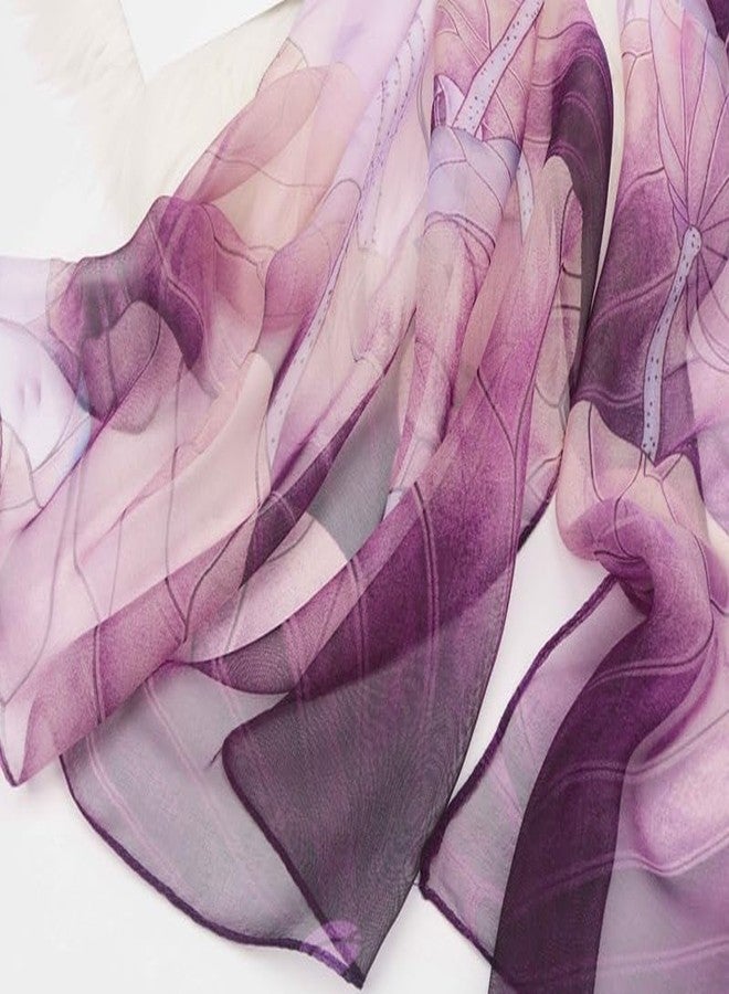 Mealah Floral-Print-Scarf for Womens - Classic-Chiffon-Wrap-Shawl Long Lightweight Sunscreen Scarf(19.6''×63'') - Image 4