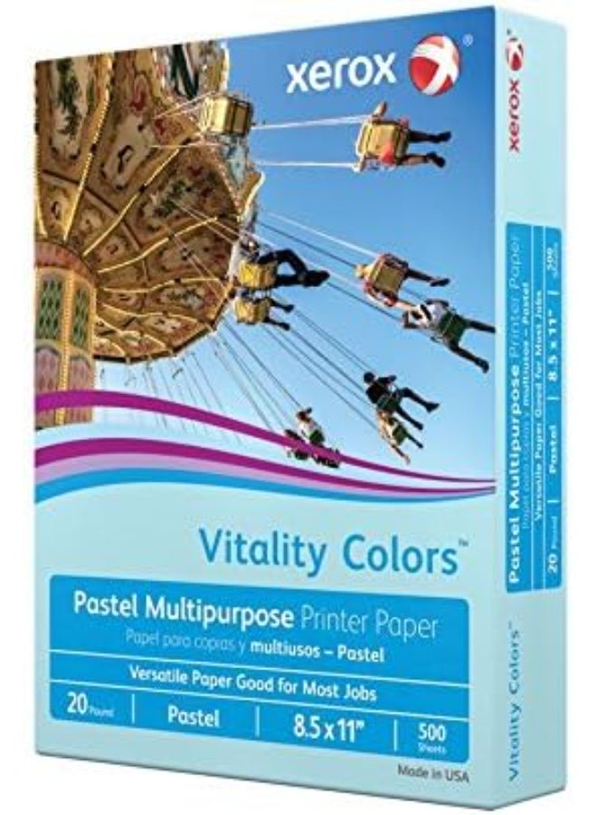 xerox Multipurpose Colored Copy Paper, 20 Lb., 8 1/2in. x 11in., Blue, Ream Of 500 Sheets - Image 3