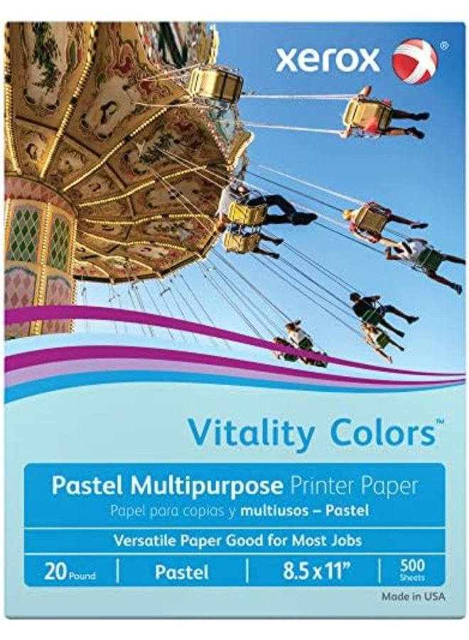 xerox Multipurpose Colored Copy Paper, 20 Lb., 8 1/2in. x 11in., Blue, Ream Of 500 Sheets - Image 1