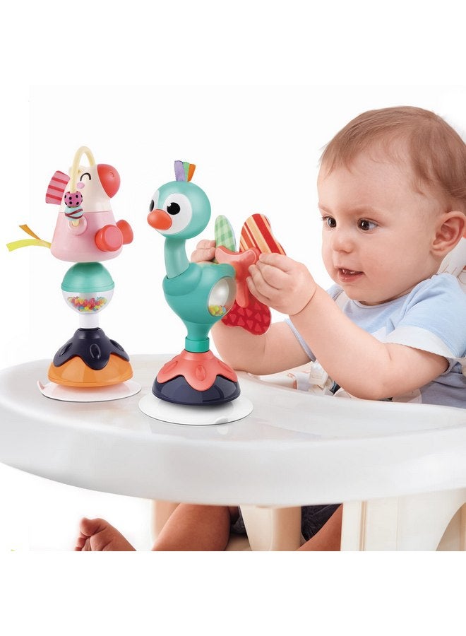 أي ليرن iPlay، ألعاب كرسي مرتفع للأطفال من iLearn، مجموعة خشخيشة طاولة شفط للأطفال من سن 6 إلى 12 شهرًا، هدية حسية من Grab Spin للأطفال من سن 9 إلى 18 شهرًا، 1 إلى 3 سنوات، صبي وفتاة - Peacock & Pig - Image 1