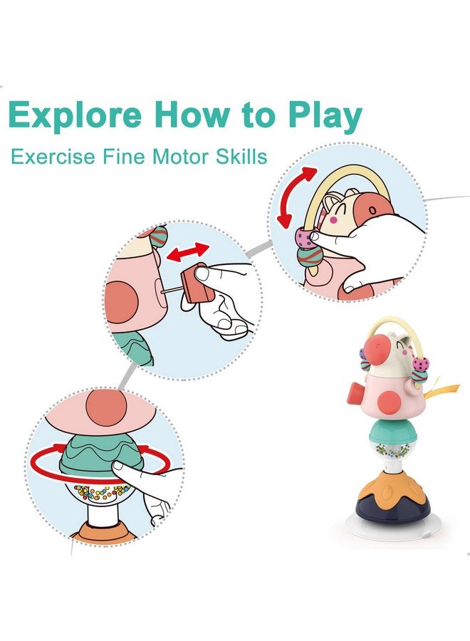 أي ليرن iPlay، ألعاب كرسي مرتفع للأطفال من iLearn، مجموعة خشخيشة طاولة شفط للأطفال من سن 6 إلى 12 شهرًا، هدية حسية من Grab Spin للأطفال من سن 9 إلى 18 شهرًا، 1 إلى 3 سنوات، صبي وفتاة - Peacock & Pig - Image 3