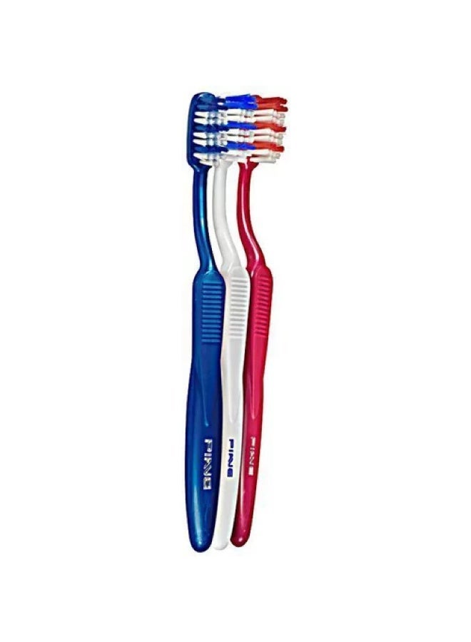 Piave Expertise Family Toothbrush Medium Bristles, Multicolor Durable & Gentle Cleaning For Family Use 2 + 1 - Image 2
