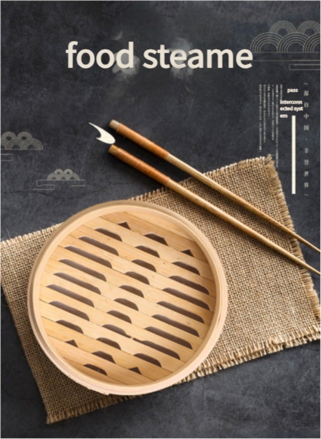 Natural Bamboo Steamer Basket - 2-3 Piece Set Dim Sum Bamboo Steamers, Great for Cooking - Image 3