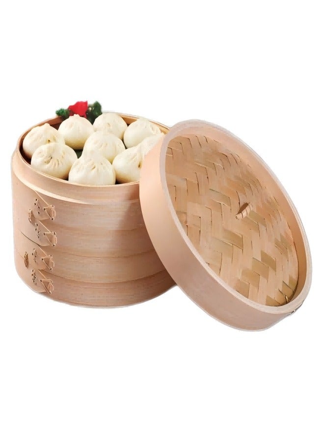 Natural Bamboo Steamer Basket - 2-3 Piece Set Dim Sum Bamboo Steamers, Great for Cooking - Image 5