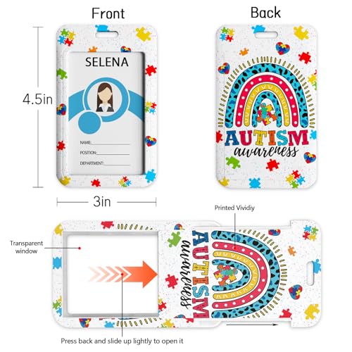 Mcapirivo Autism Awareness Lanyards for Id Badges and Keys, ID Badge Holder with Lanyard, Silicone Beaded Breakaway Keychain Lanyard for Women Teacher Nurse, ID Card Holder Name Badge Holder - Image 4