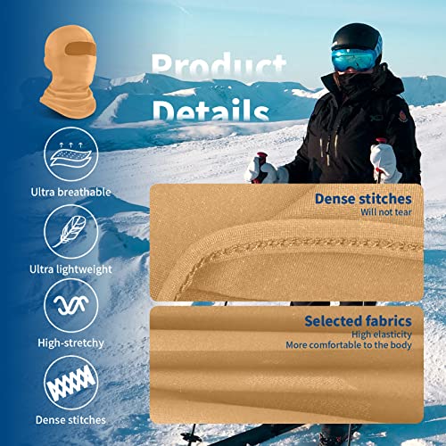 YESLIFE Khaki UPF 50+ Balaclava Ski Mask, Motorcycle UV Protector, Motorcycle Helmets Face Mask for Men and Women - Image 5