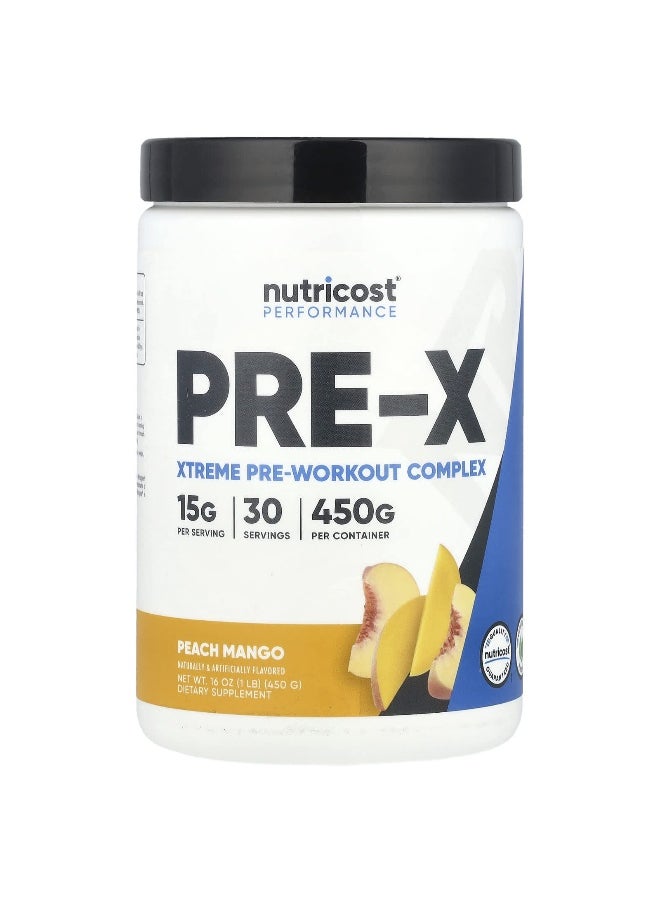 Nutricost Nutricost, Performance, Pre-X, Xtreme Pre-Workout Complex, Peach Mango, 1 lb (450 g)  - Image 1
