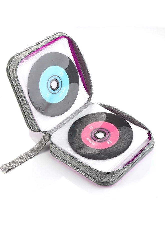 alavisxf xx alavisxf xx CD Case, 48 Capacity Hard Plastic DVD Case Portable Zipper CD Case Holder Large Storage Disc Wallet Bag for Car Home Travel (Purple, 48 Capacity)  - Image 5