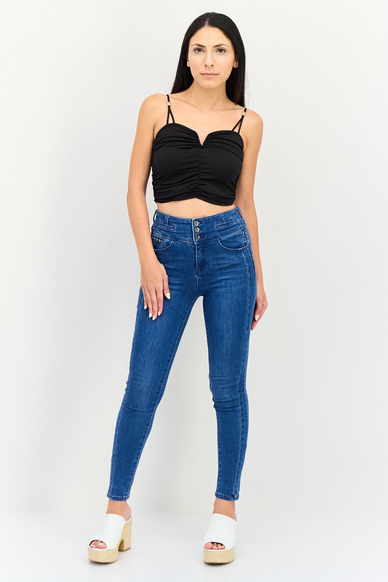 Bershka بلوزة بدون أكمام بتصميم قلب للنساء، سوداء - Image 2