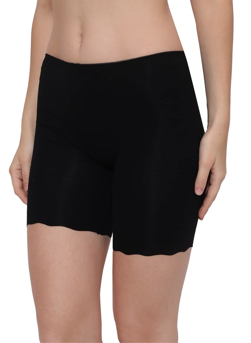 Glamroot Women's Cotton Seamless Cycling Shorts/Under Skirt Shorts, (Pack Of 2), Black/Beige - Image 4